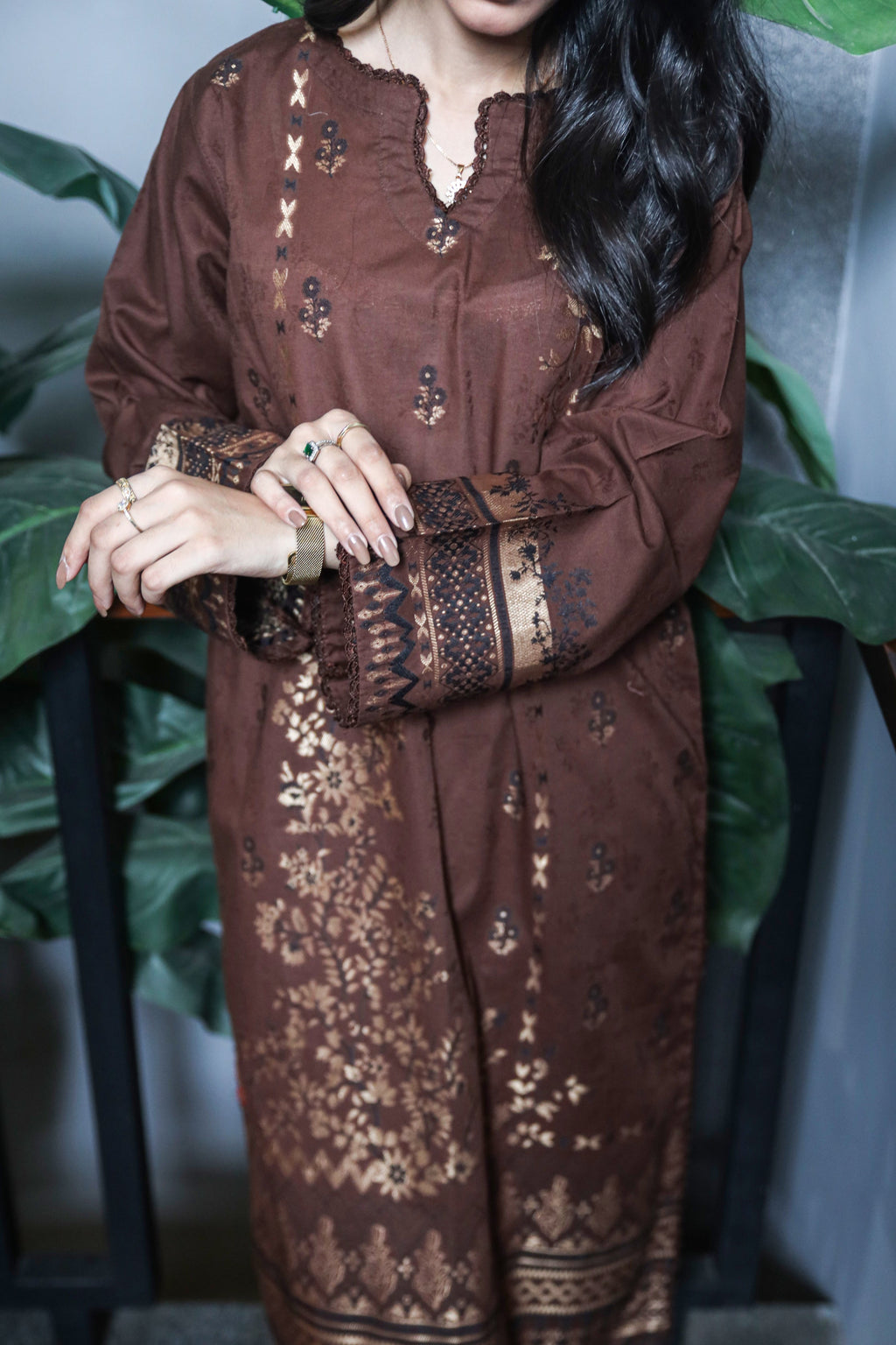 Brosha Lawn with Plain Trouser and Fancy Organza Dupatta