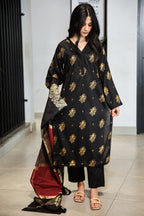 Fancy Lawn Brosha with Plain Trouser and Banarsi Lawn Dupatta