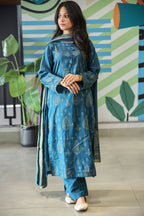 Fancy Lawn Brosha with Plain Trouser and Banarsi Lawn Dupatta