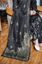 Fancy Lawn Brosha with Plain Trouser and Banarsi Lawn Dupatta