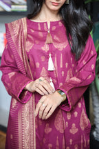 Fancy Lawn Brosha with Plain Trouser and Banarsi Lawn Dupatta