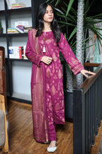 Fancy Lawn Brosha with Plain Trouser and Banarsi Lawn Dupatta