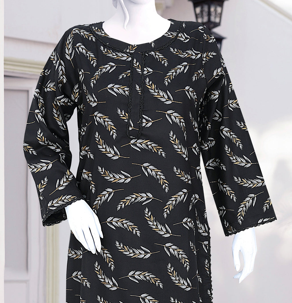 AlKaram Dhanak 2 Piece Beautiful Leaf Pattern With Plain Trouser