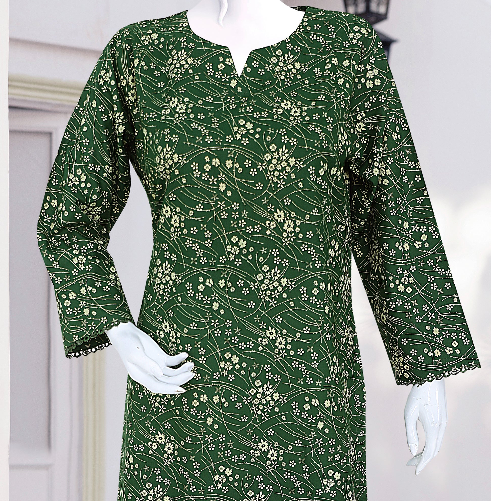 AlKaram Dhanak 2 Piece Beautiful Leaf Pattern With Plain Trouser