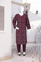 AlKaram Dhanak 2 Piece Beautiful Leaf Pattern With Plain Trouser