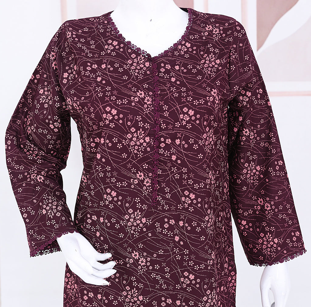 AlKaram Dhanak 2 Piece Beautiful Leaf Pattern With Plain Trouser