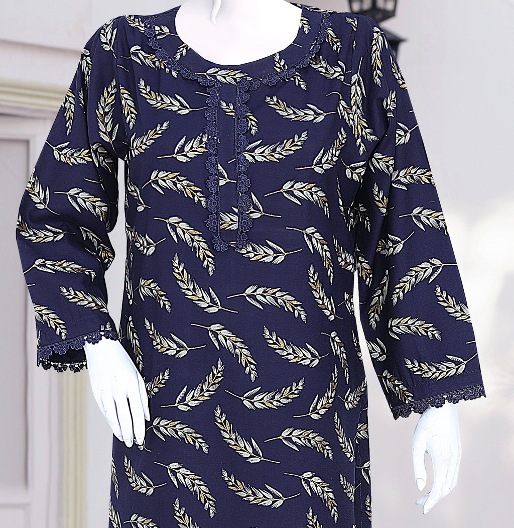 AlKaram Dhanak 2 Piece Beautiful Leaf Pattern With Plain Trouser