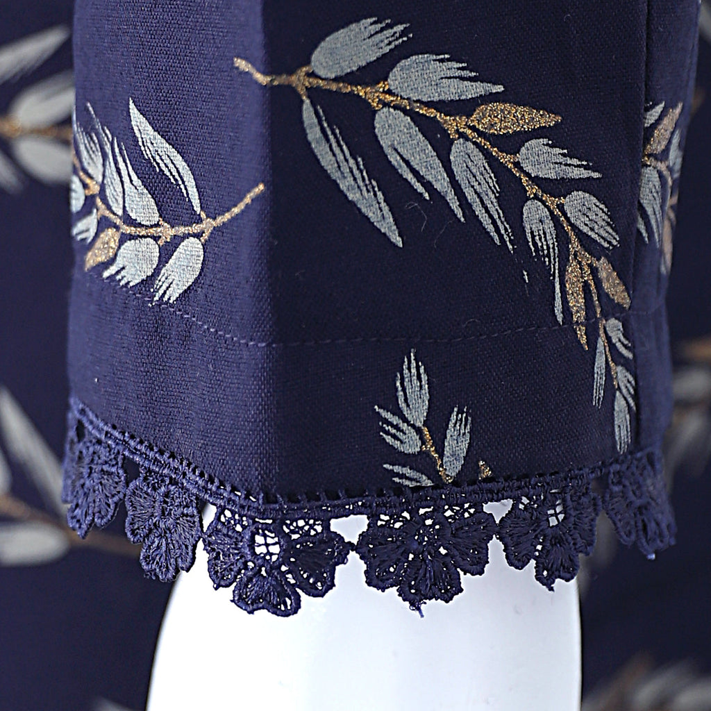 AlKaram Dhanak 2 Piece Beautiful Leaf Pattern With Plain Trouser