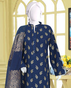 AlKaram Khaddar 3 Piece with Matching Trouser and Banarsi Tilla Shawl