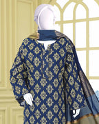 AlKaram Khaddar 3 Piece with Matching Trouser and Banarsi Tilla Shawl