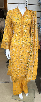 BinSaeed Original 3 Piece Lawn with Printed Trouser and Printed Lawn Dupatta